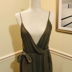 Aerie Olive Backless Wrap Dress